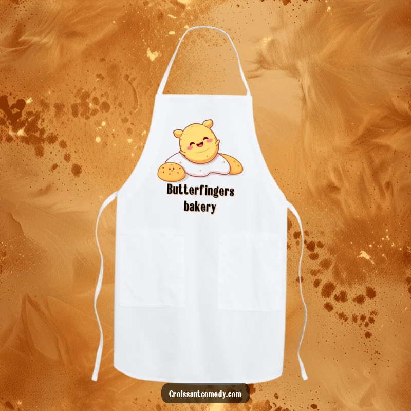 Funny Crescent Roll Apron: A smiling crescent roll character comically tumbles while you bake, bringing laughter to the kitchen.