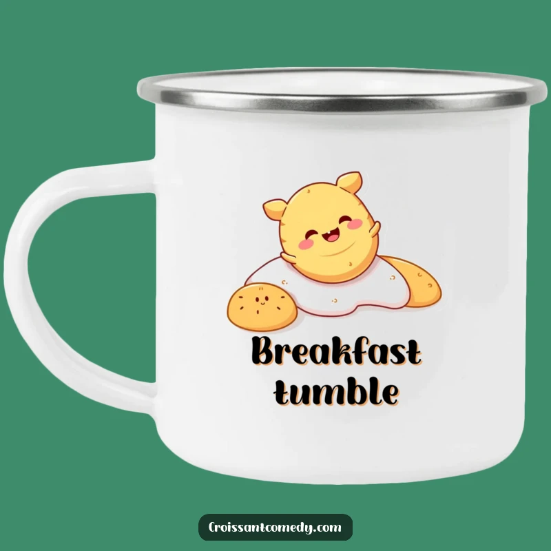 Funny Crescent Roll Camping Mug: Outdoor Glee from a Tumbling Pastry