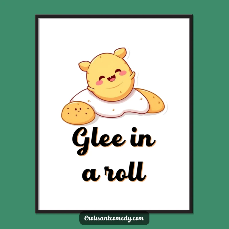 Funny Crescent Roll Digital Art: Tumbling Pastry Character for Instant Glee