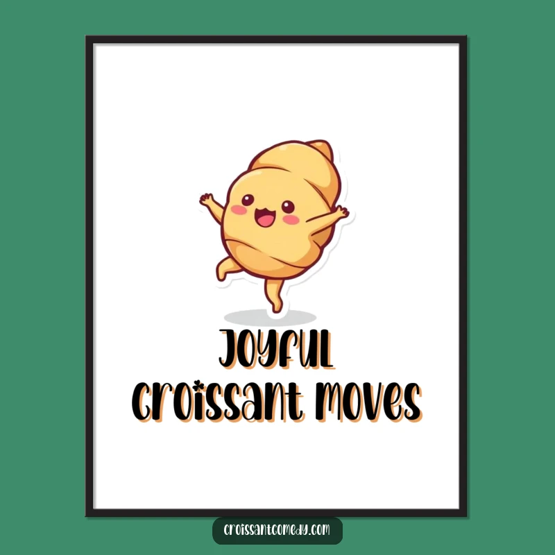 Funny Croissant Cartwheel Digital Art: Bubbly Character for Instant Joy
