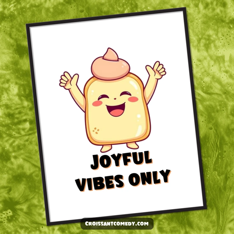 Funny Laughing Pastry Poster: A laughing pastry character with raised arms strikes a jubilant pose, radiating infectious happiness.