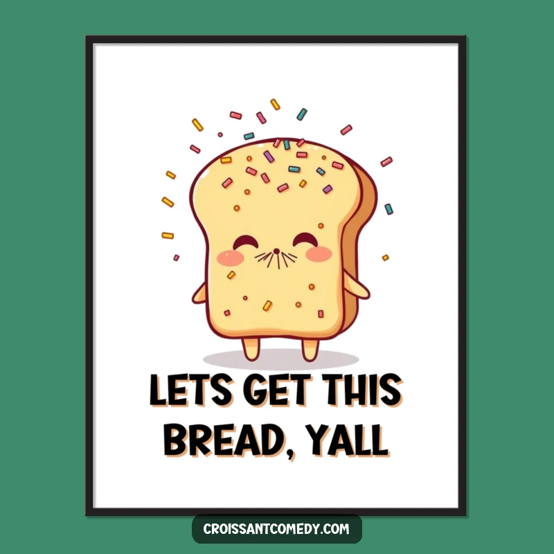 Funny Free Printable Wall Art: Sprinkle Sneeze Bread Character for Your Downloadable Decor