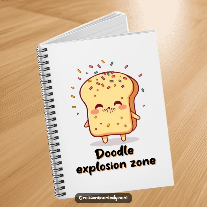 Funny Sneezing Bread Notebook: A flaky bread character sneezes sprinkles, perfect for jotting down funny thoughts or creative ideas.