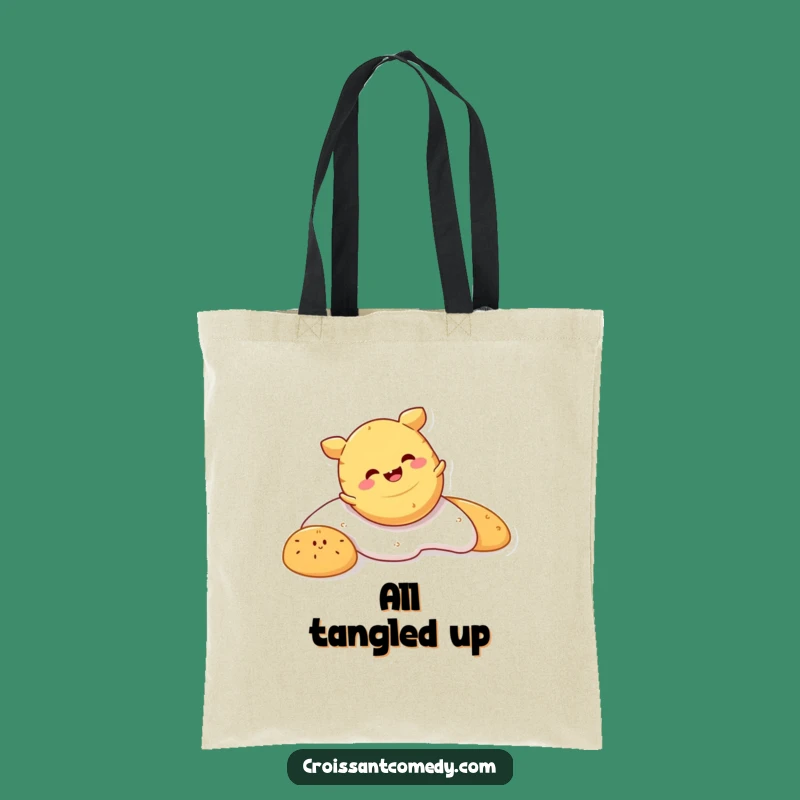 Funny Crescent Roll Tote Bag: Carry Your Glee with a Tumbling Pastry Character
