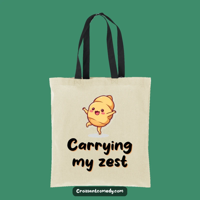 Funny Croissant Cartwheel Tote Bag: Carry Bubbly Delight